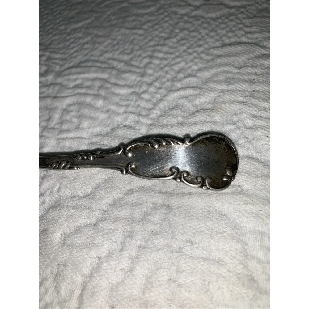 Antique STERLING Silver‎ Sugar Spoon Ornate Victorian Edwardian Rococo Swirl 28g